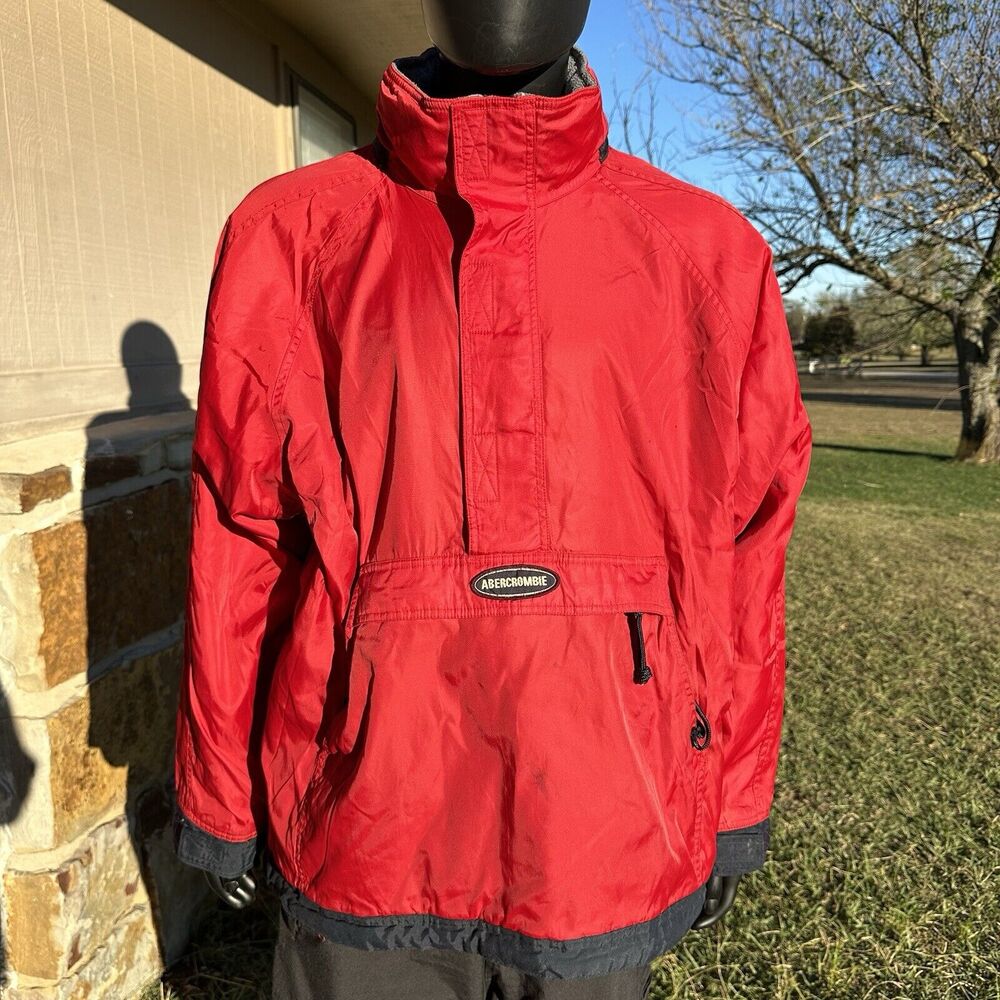 Vintage Abercrombie Performance Jacket Mens Large Fleece Lined Coat Red A-Tech